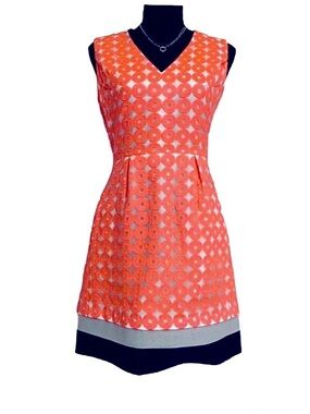 DIANE von FURSTENBERG ~ Chic Coral Patterned Sleeveless Fully Lined Dress size 4